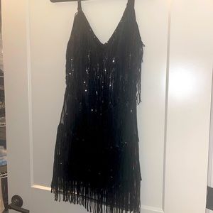 BLACK FRINGE DRESS